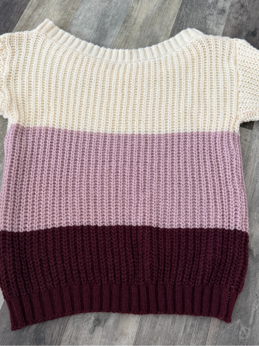 Colorblock Knit Sweater - Cream, Pink & Burgundy - Picture 4 of 4